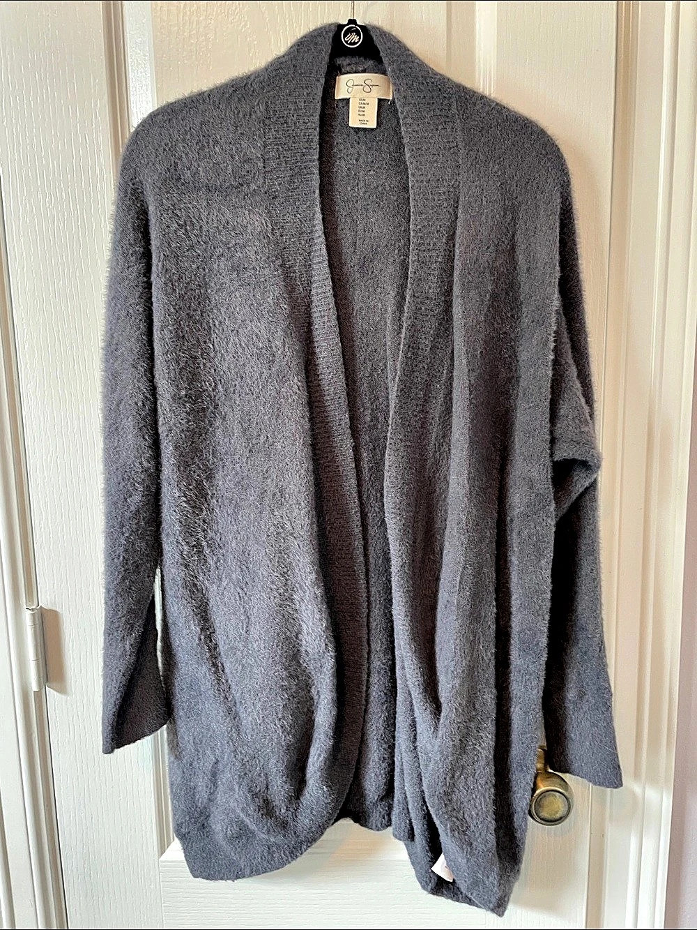 Joan Vass Open Front Cardigan in Gray Size Medium Like New